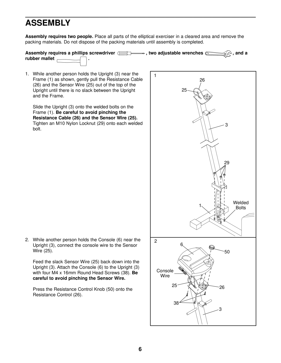 ProForm PFCCEL87078 user manual Assembly, Two people, Remove, Two adju, Wrenches 