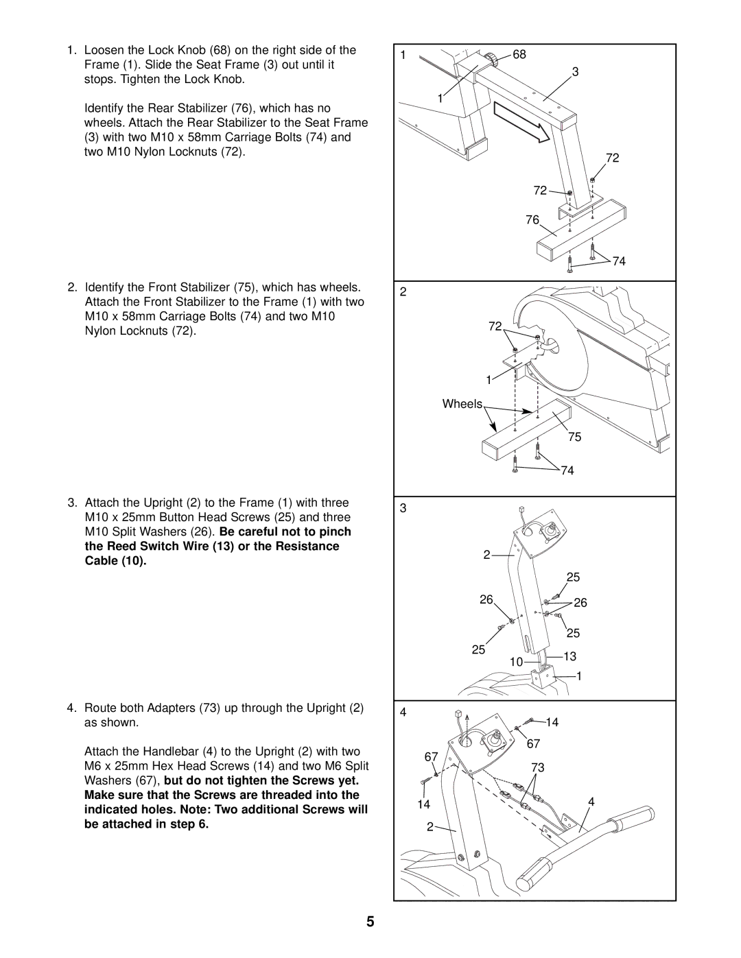 ProForm PFCCEX97573 user manual Wheels 