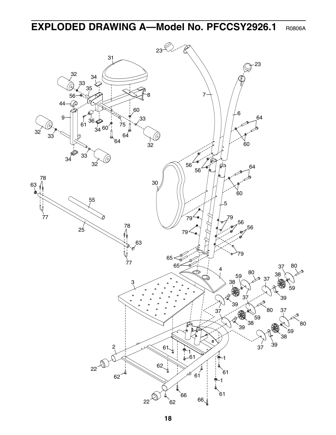 ProForm user manual Exploded Drawing A-Model No. PFCCSY2926.1 