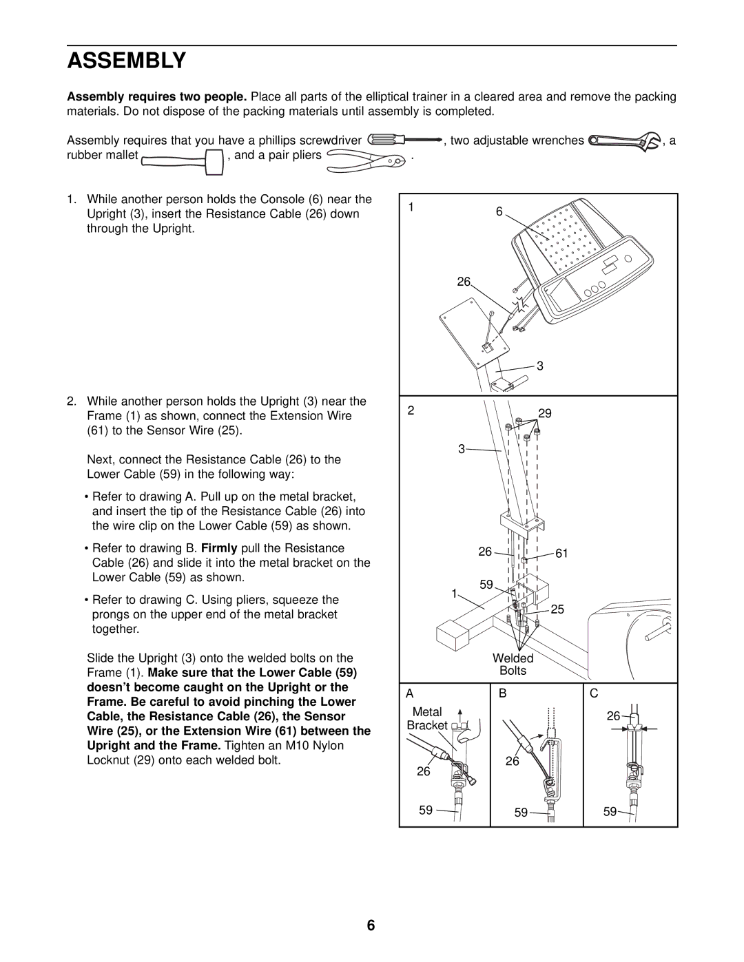 ProForm PFEL03010 user manual Assembly 