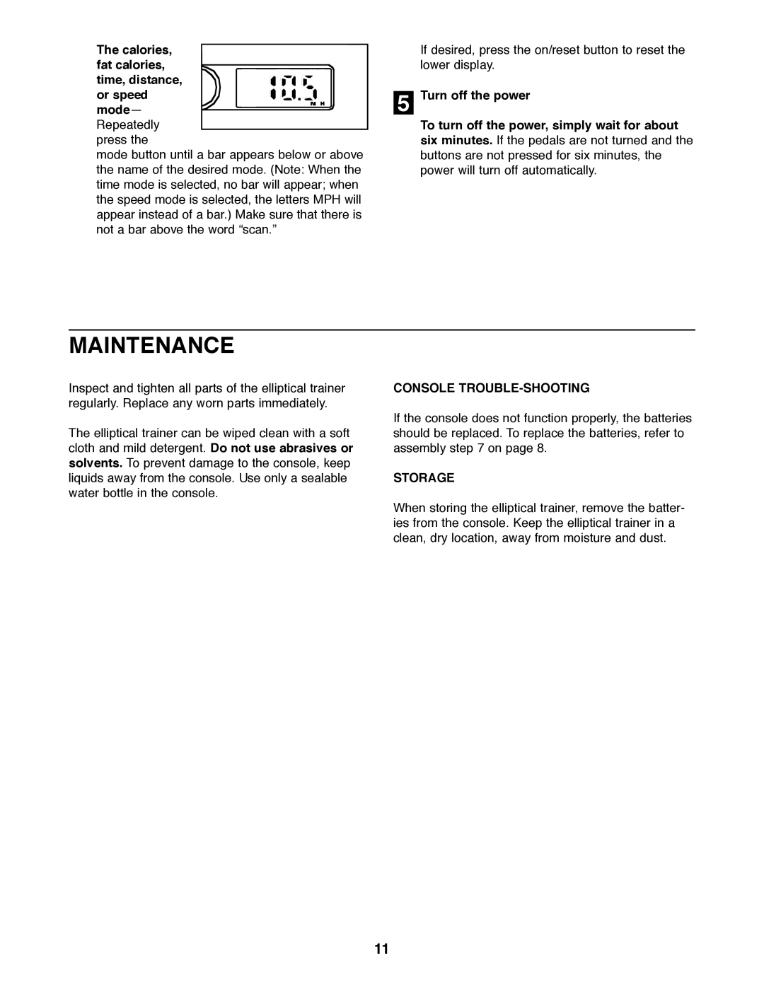 ProForm PFEL03900 manual Maintenance, Console TROUBLE-SHOOTING, Storage 