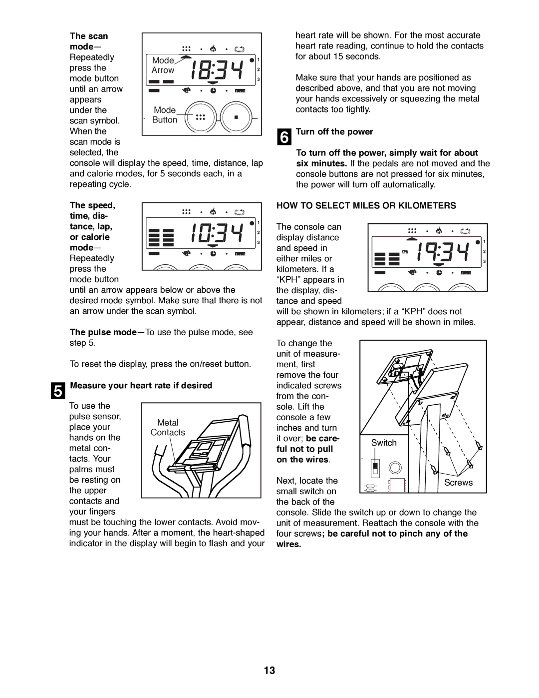 ProForm PFEL04900 manual Speed, time, dis- tance, lap, or calorie modeÑ Repeatedly, Measure your heart rate if desired 