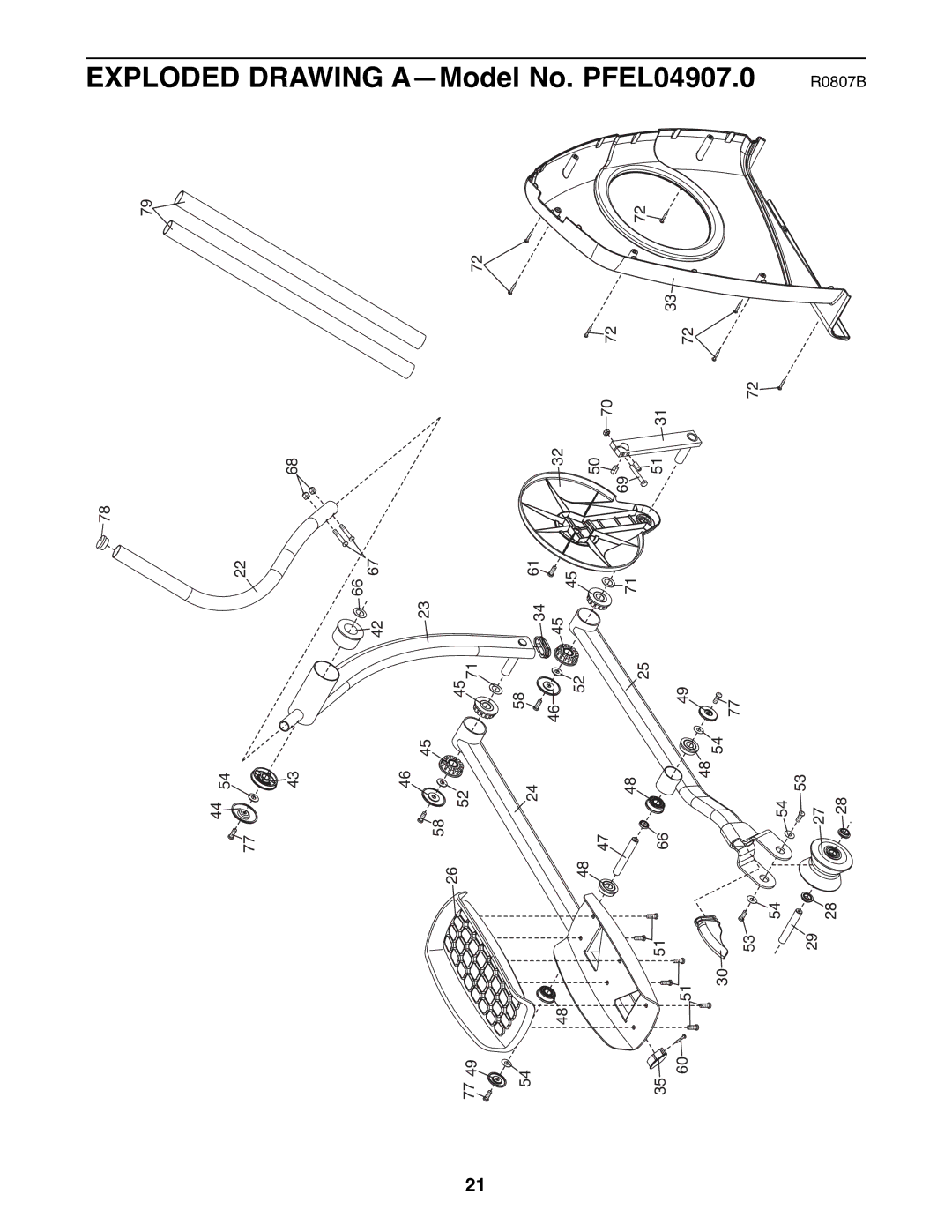 ProForm PFEL04907.0 user manual Exploded Drawing A-Model No 