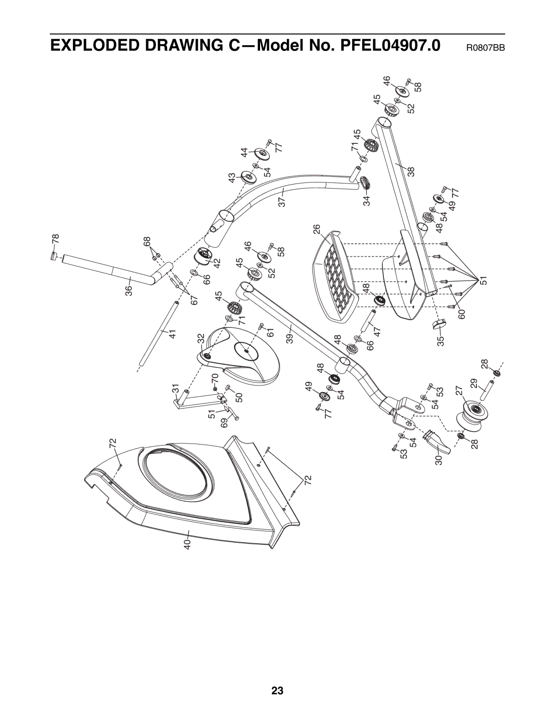 ProForm PFEL04907.0 user manual Exploded, Drawing C 