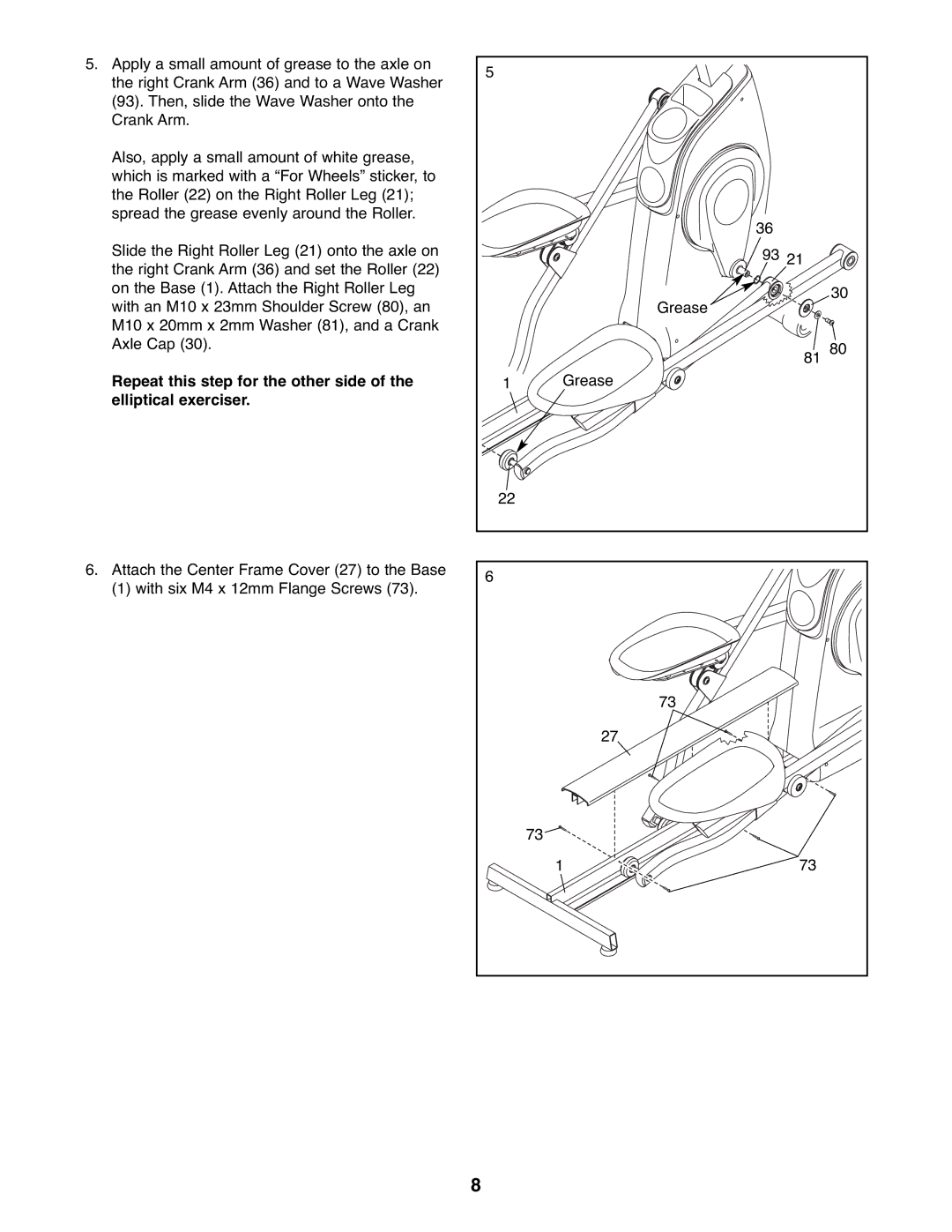 ProForm PFEL05807.0 user manual Repeat this step for the other side, Elliptical exerciser 