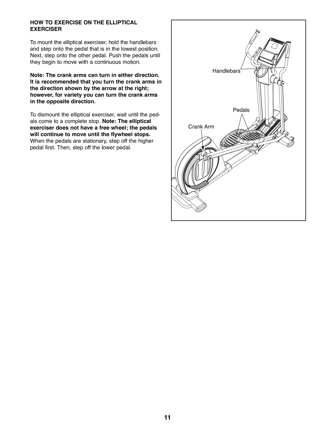 ProForm PFEL07807.1 user manual HOW to Exercise on the Elliptical Exerciser 