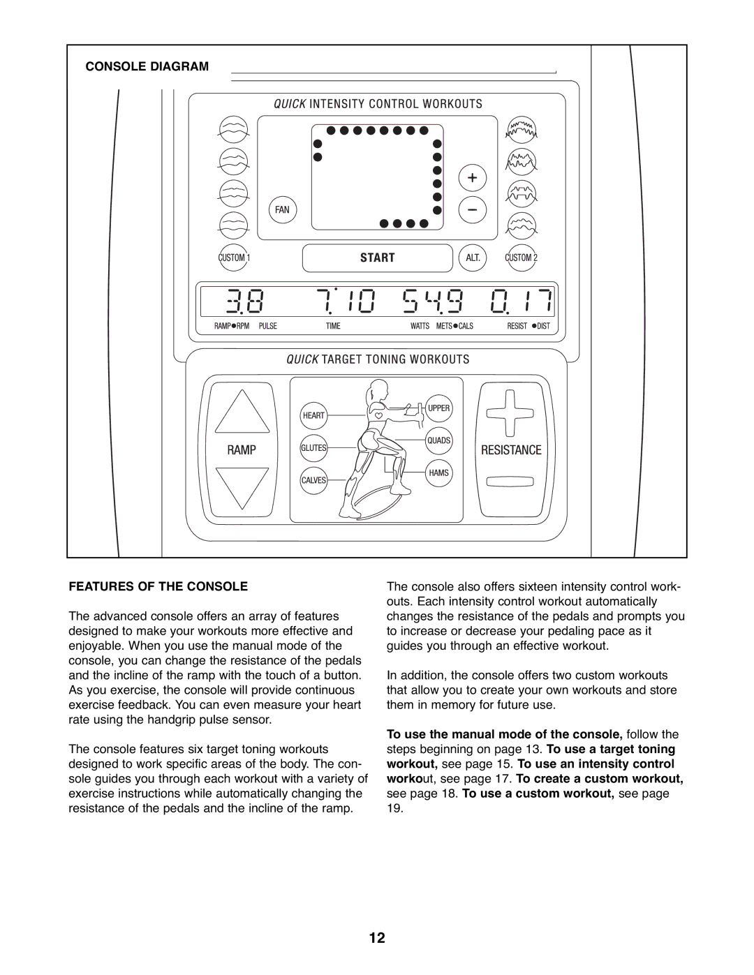 ProForm PFEL07807.1 user manual Console Diagram Features of the Console 