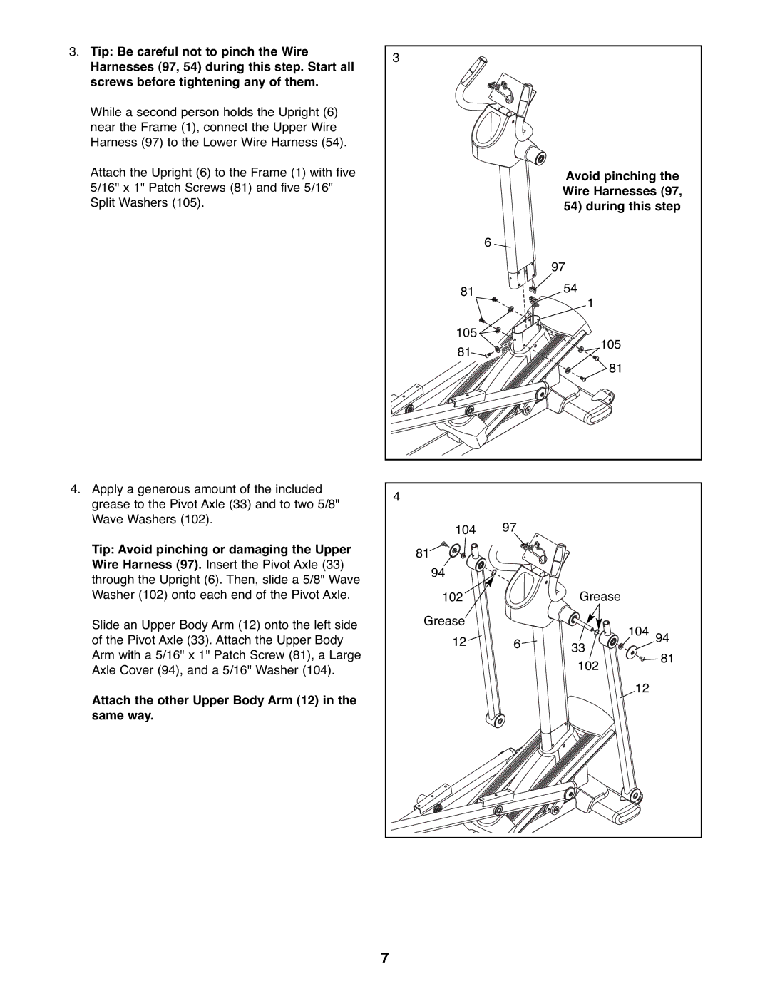 ProForm PFEL07807.1 user manual 105 104 102 Grease 