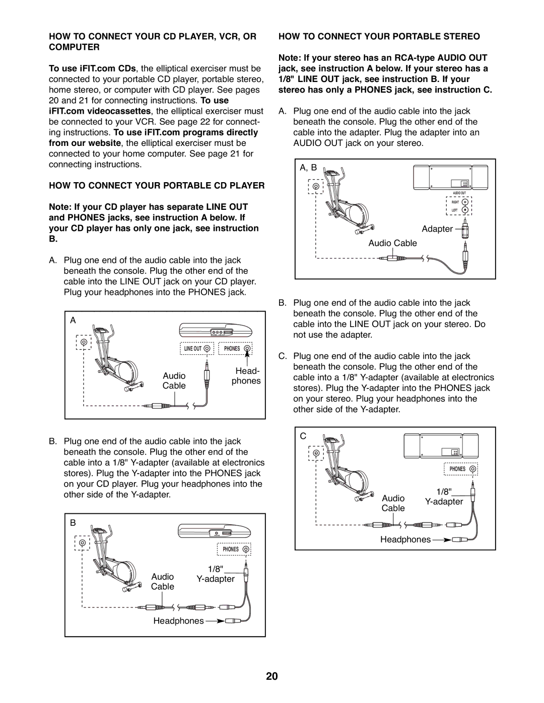 ProForm PFEL07907.0 user manual HOW to Connect Your Portable Stereo 