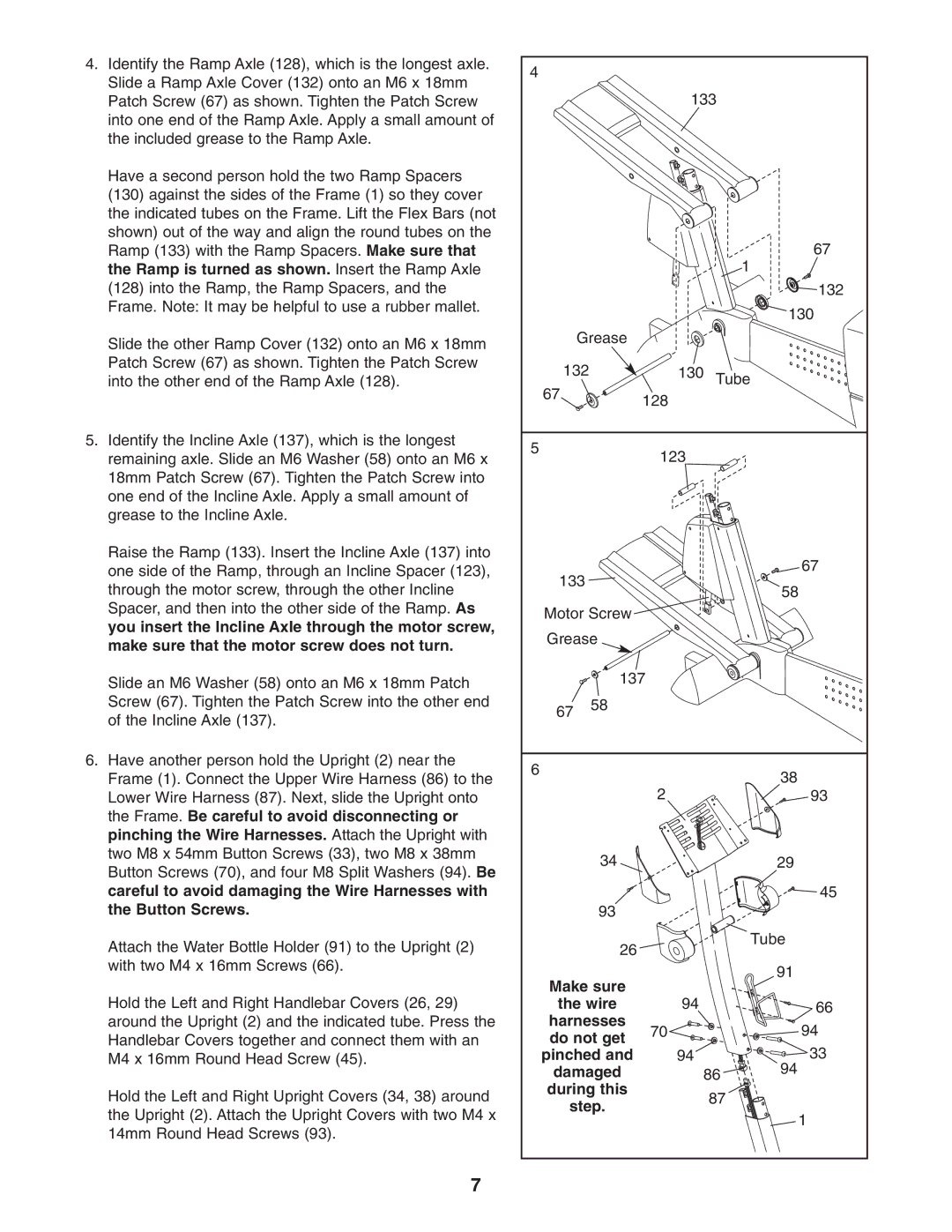 ProForm PFEL13031 user manual Make sure, Harnesses Do not get Pinched, During this Step 