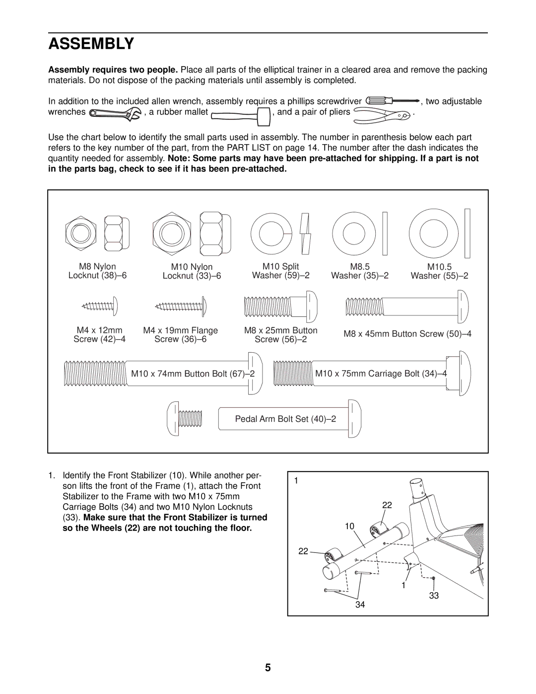 ProForm PFEL19010 user manual Assembly 