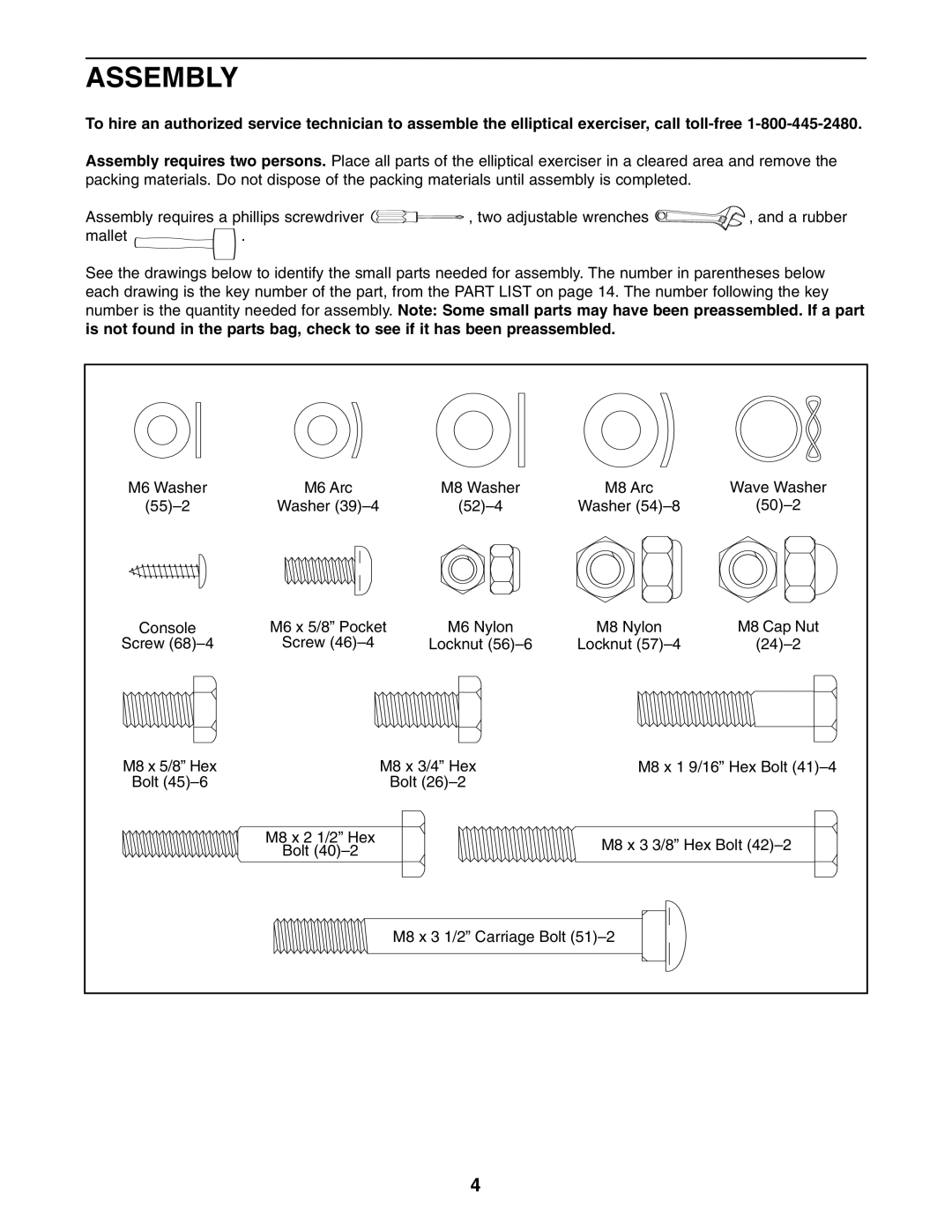 ProForm PFEL2605.0 user manual Assembly 