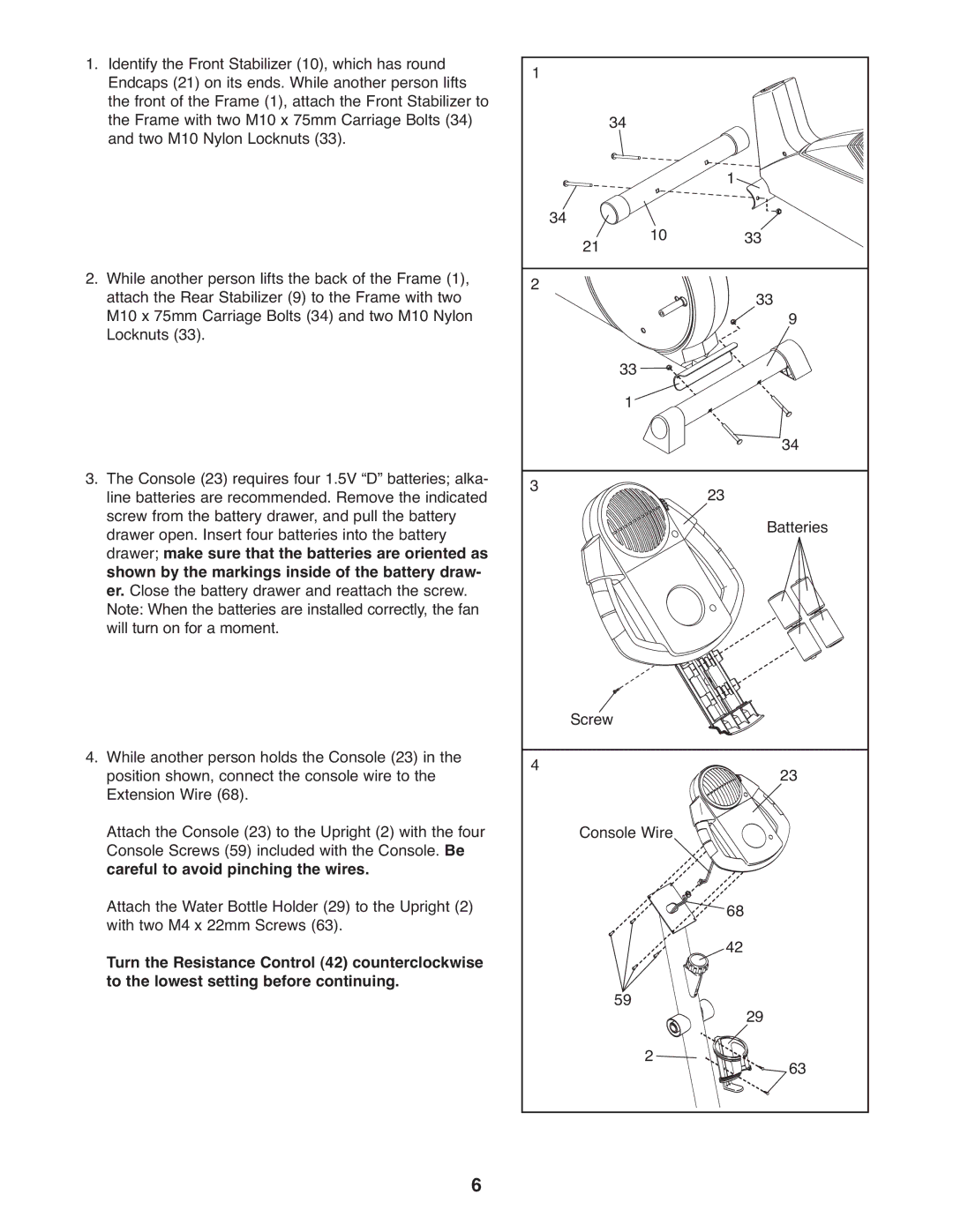 ProForm PFEL29240 user manual Batteries 