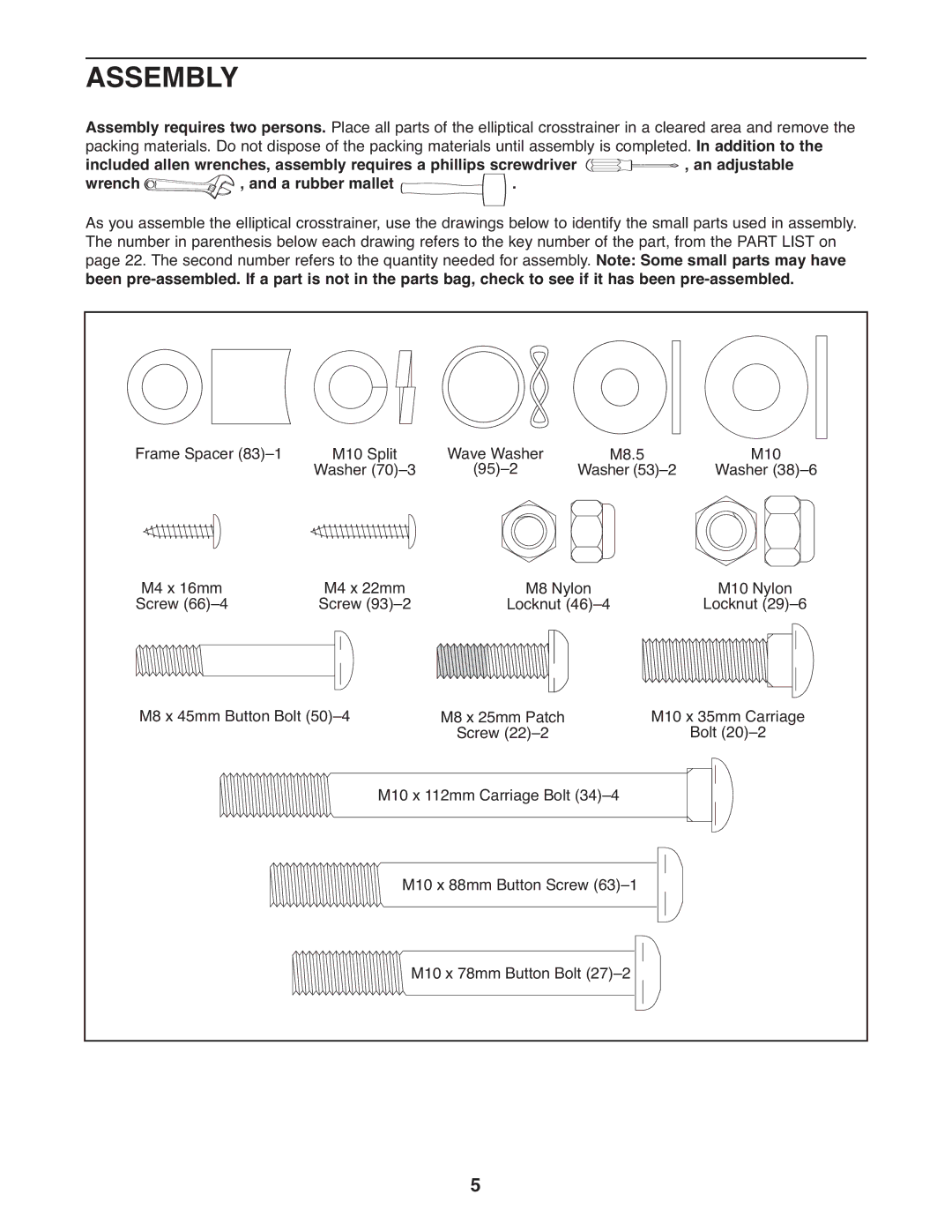 ProForm PFEL39032 user manual Assembly 