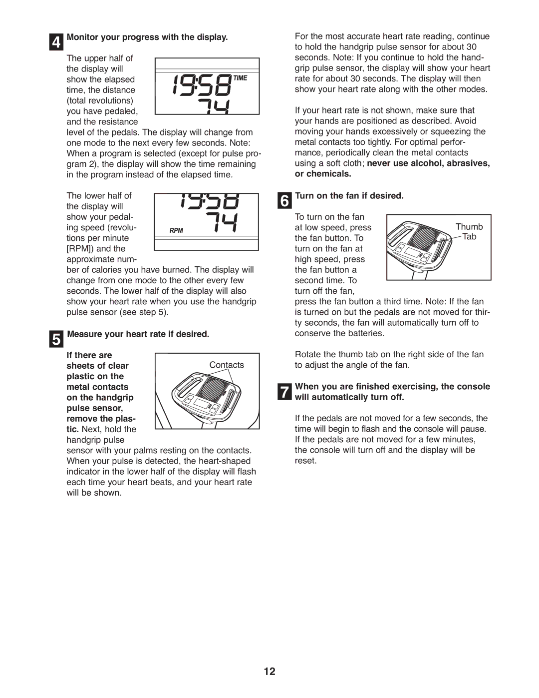 ProForm PFEL3905.0 Monitor your progress with the display, If there are, Sheets of clear, Turn on the fan if desired 