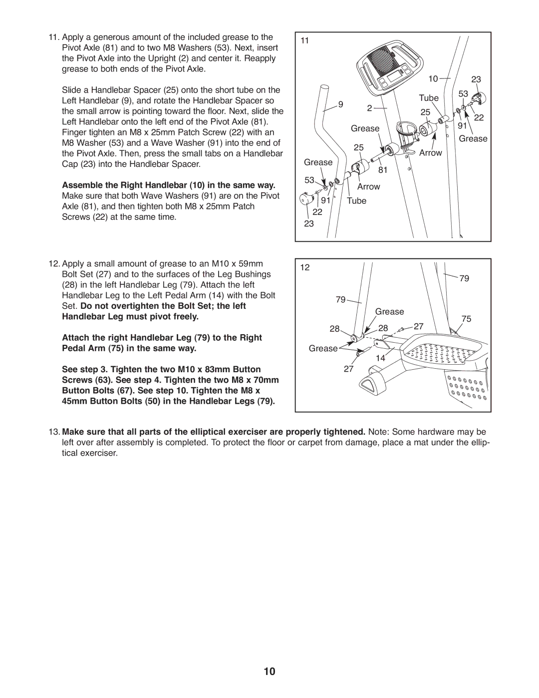 ProForm PFEL3926.0 user manual Tube Grease Arrow Arrow81 2291 