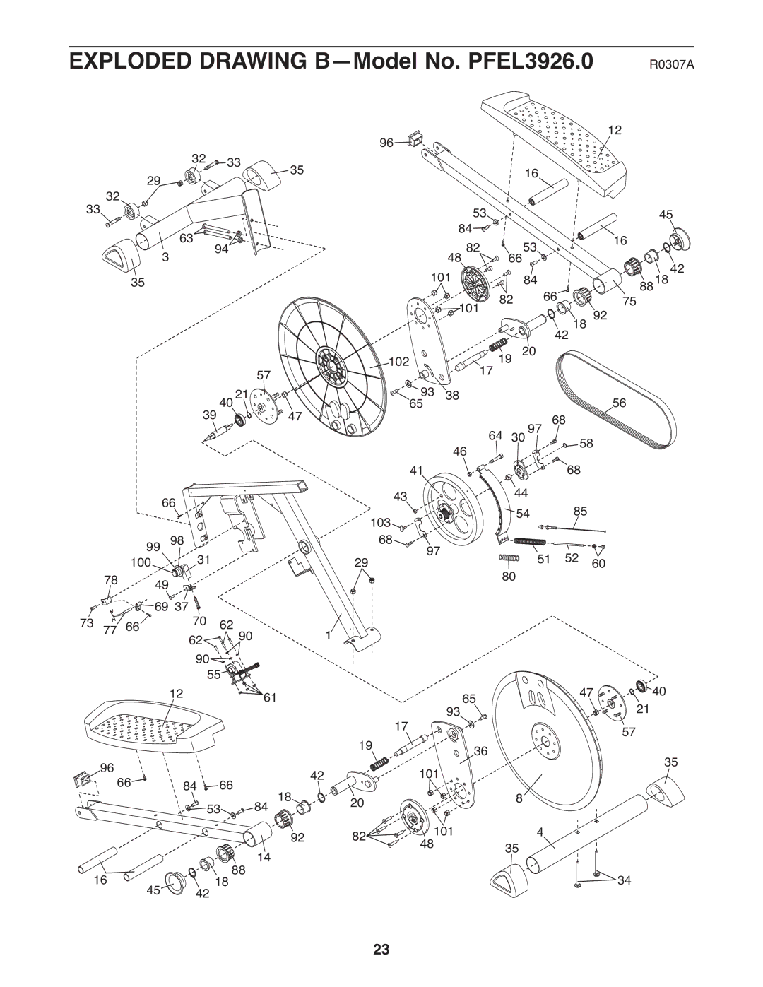 ProForm user manual Exploded Drawing B-Model No. PFEL3926.0 