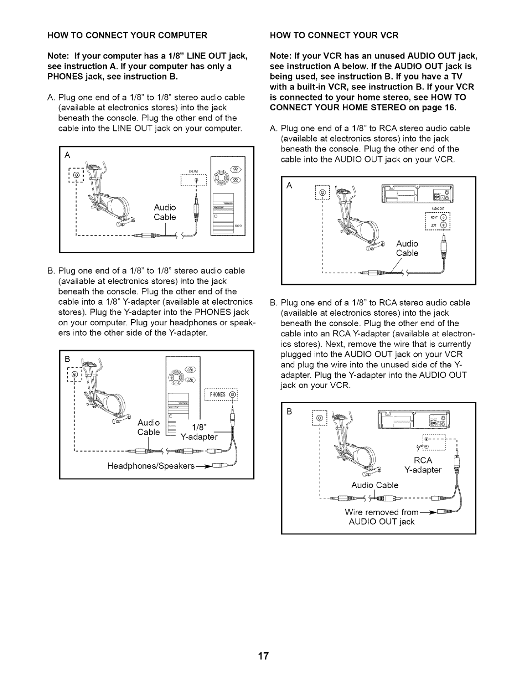 ProForm PFEL45010 user manual HOW to Connect Your Computer, HOW to Connect Your VCR 