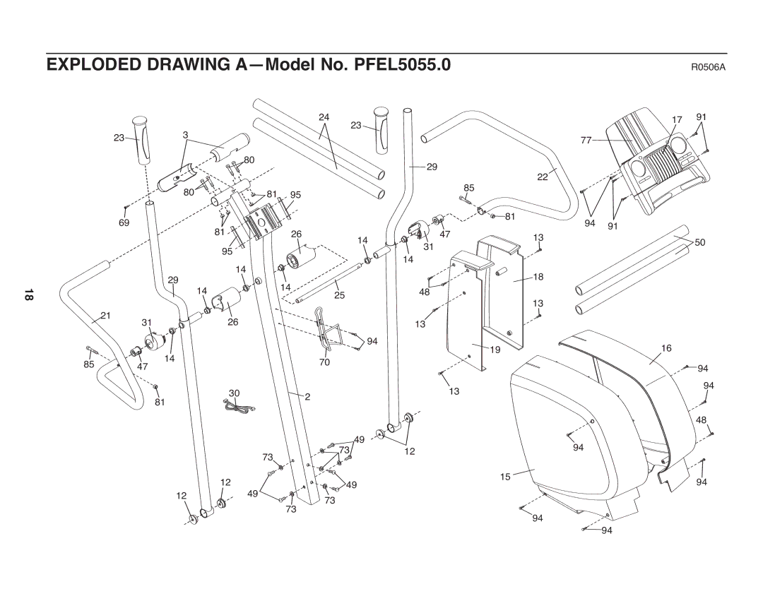 ProForm user manual Exploded Drawing A-Model No. PFEL5055.0 