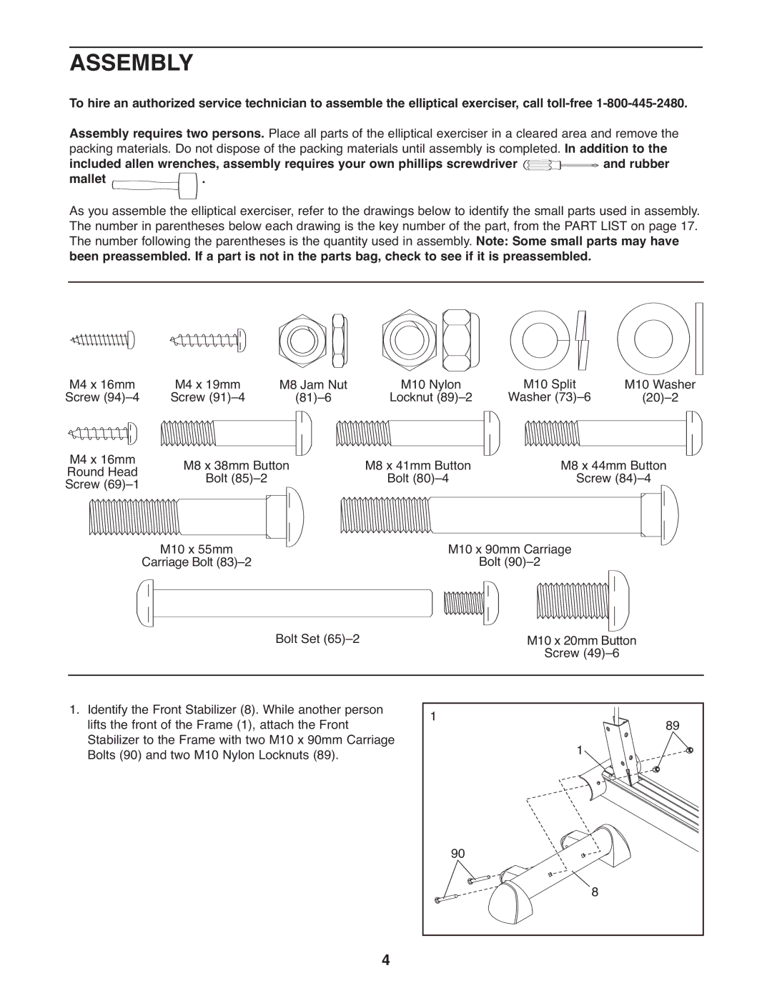 ProForm PFEL5055 user manual Assembly 