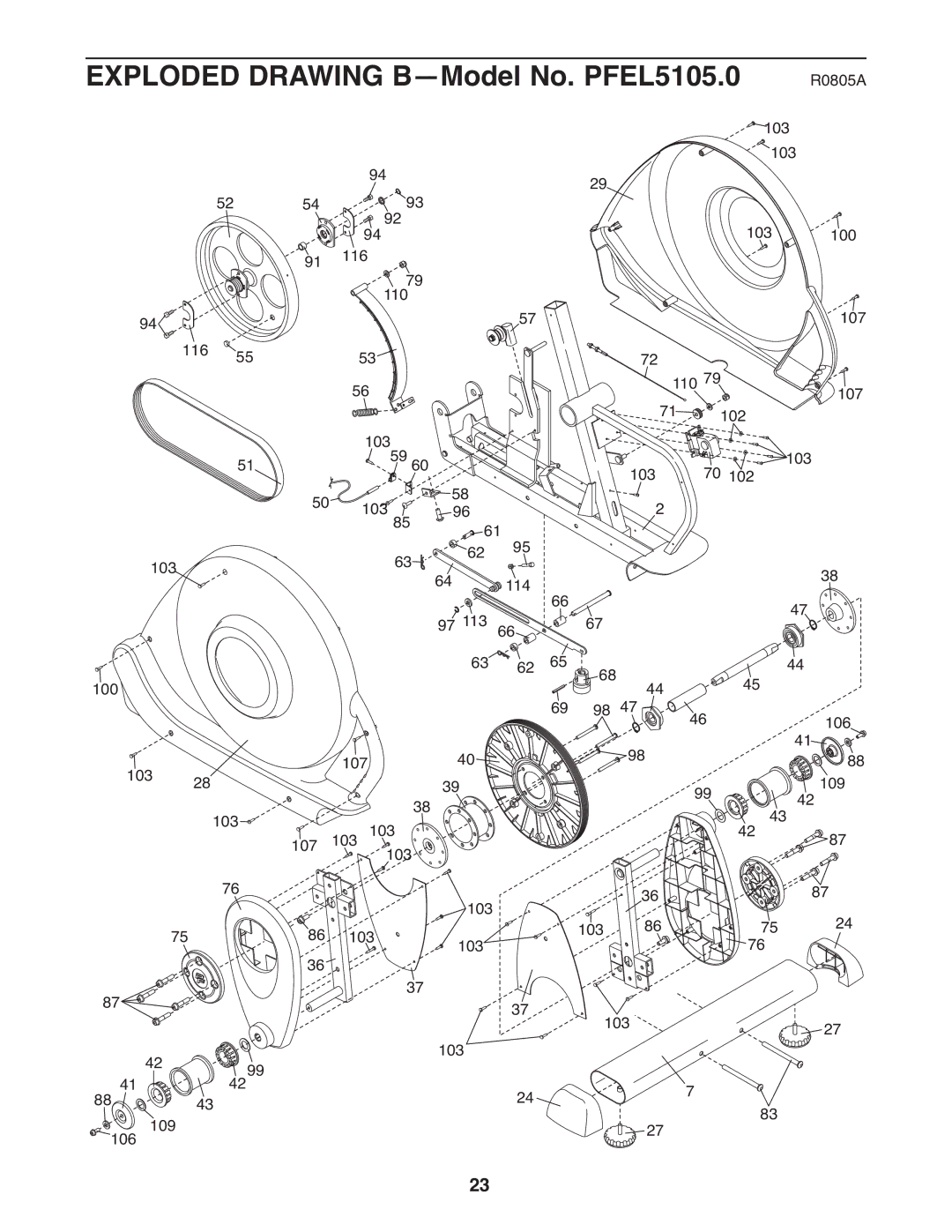 ProForm user manual Exploded Drawing B-Model No. PFEL5105.0 