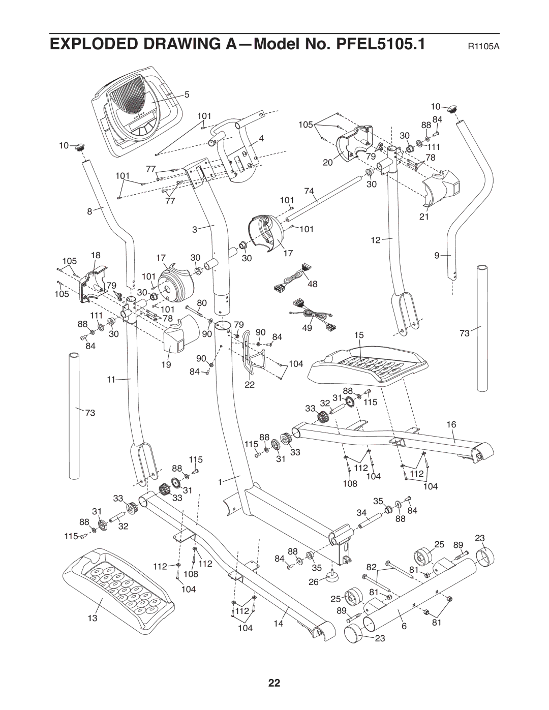 ProForm user manual Exploded Drawing A-Model No. PFEL5105.1 