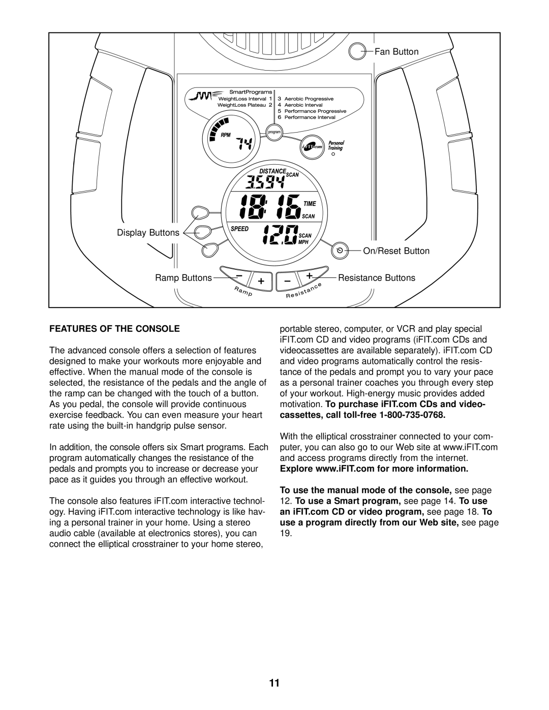 ProForm PFEL54930 user manual Features of the Console, To use a Smart program, Use 