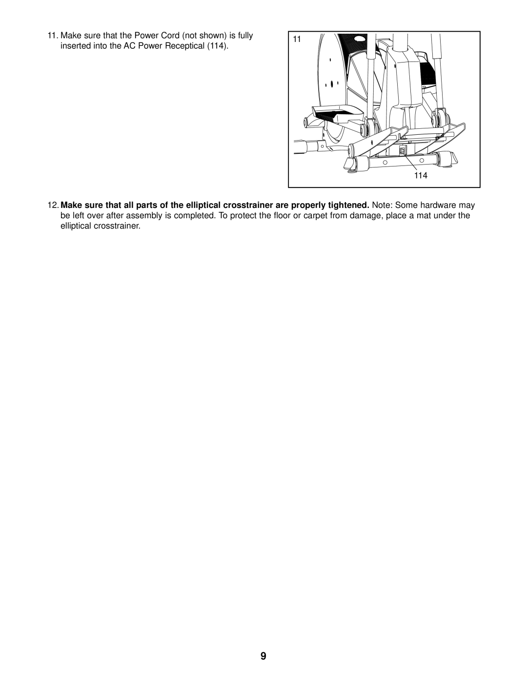 ProForm PFEL54930 user manual 114, Elliptical crosstrainer 