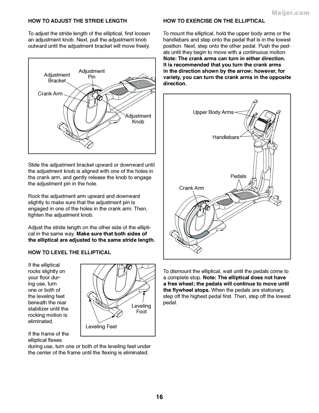 ProForm PFEL55911.7 user manual HOW to Level the Elliptical 