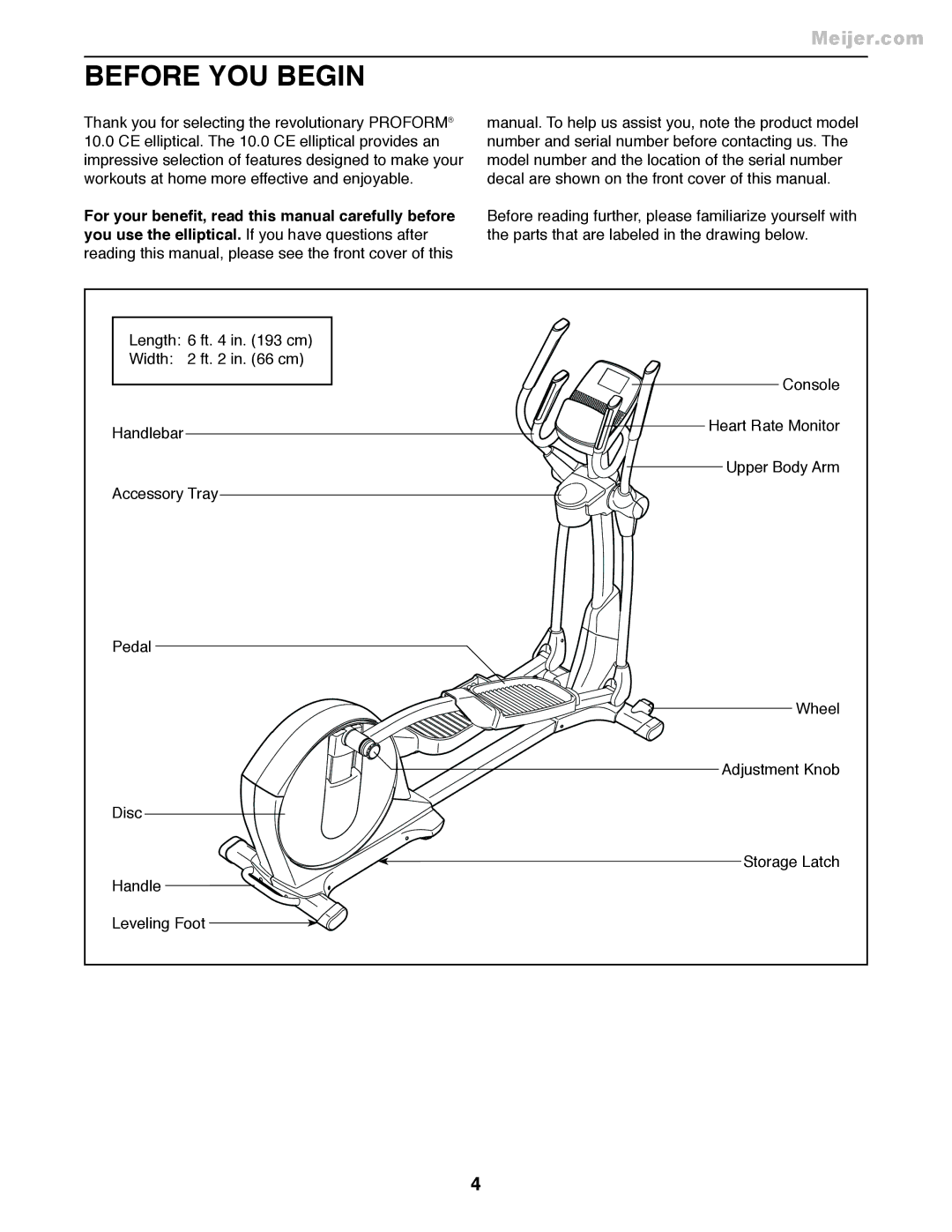 ProForm PFEL55911.7 user manual Before YOU Begin 