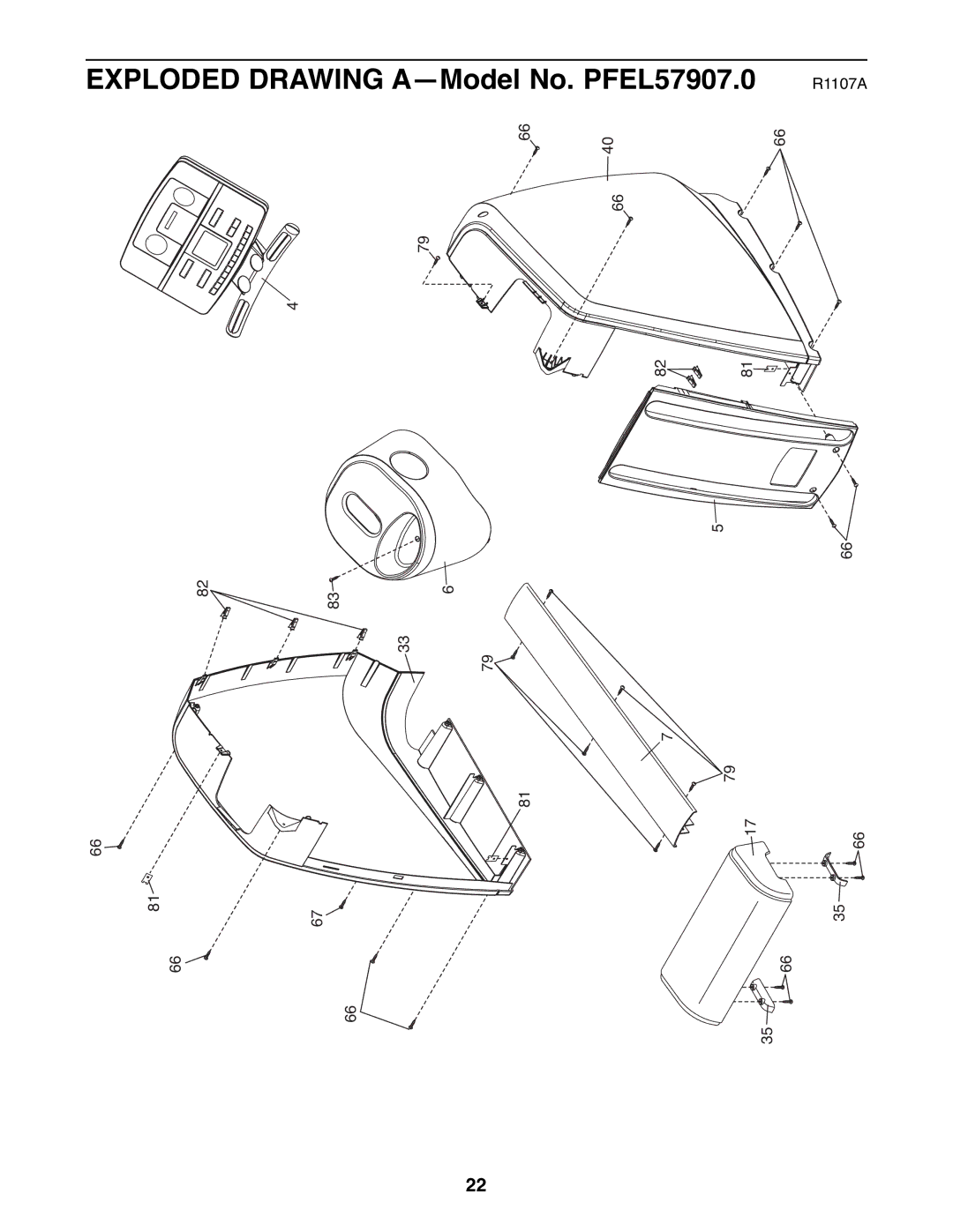 ProForm user manual Exploded Drawing A-Model No. PFEL57907.0 R1107A 