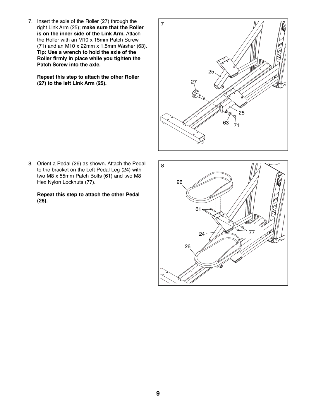 ProForm PFEL57907.0 user manual Repeat this step to attach the other Pedal 