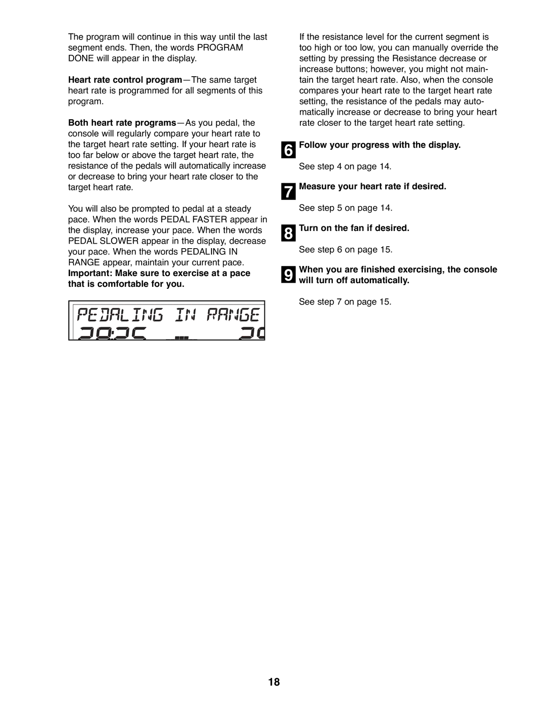 ProForm PFEL59107.0 user manual Follow your progress with the display 