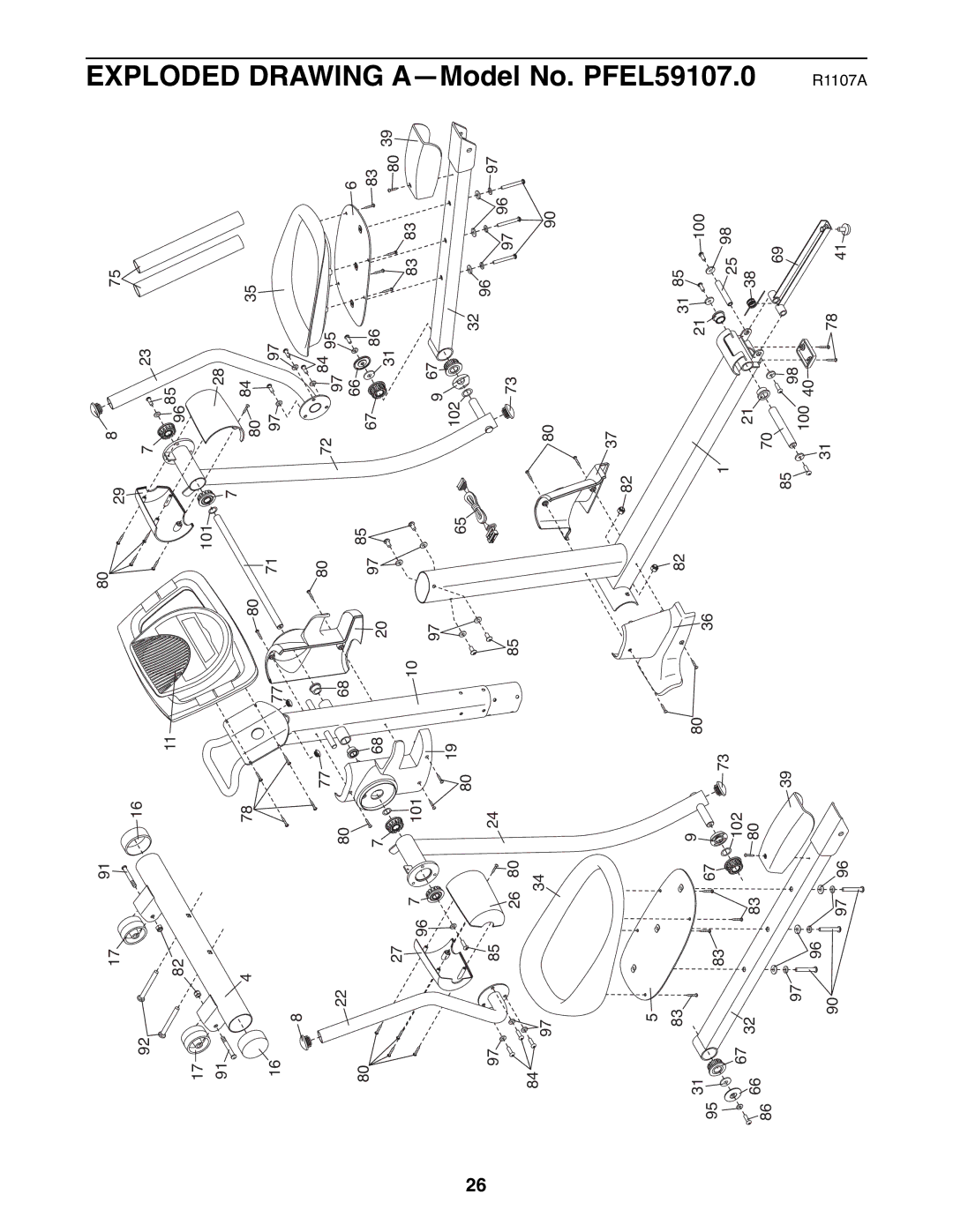 ProForm PFEL59107.0 user manual Drawing A-Model No 