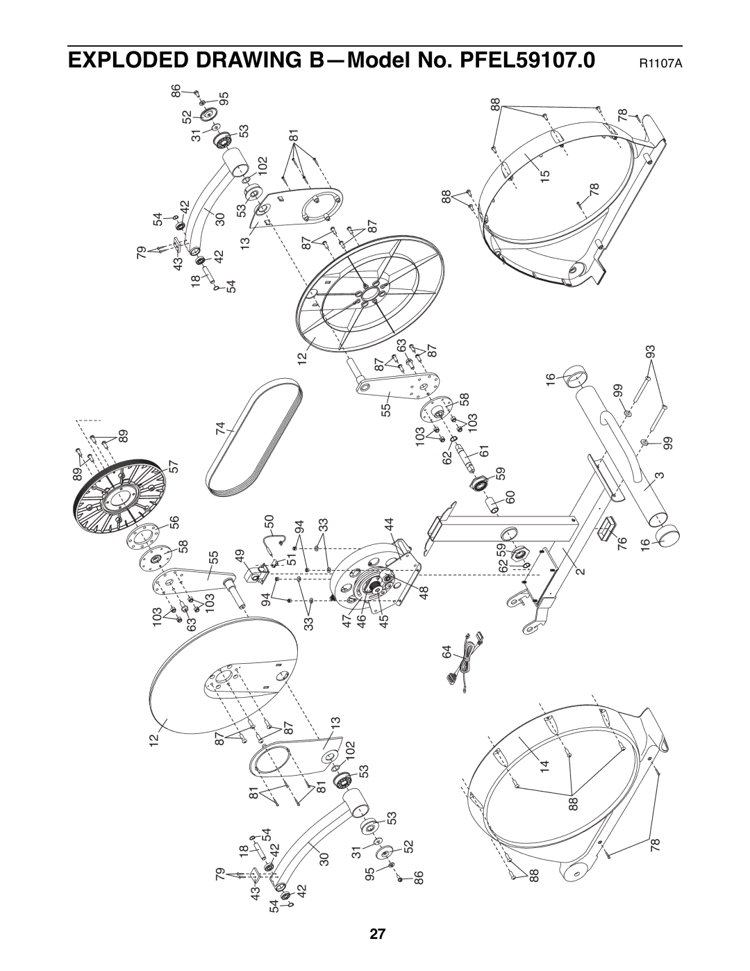 ProForm PFEL59107.0 user manual Drawing 