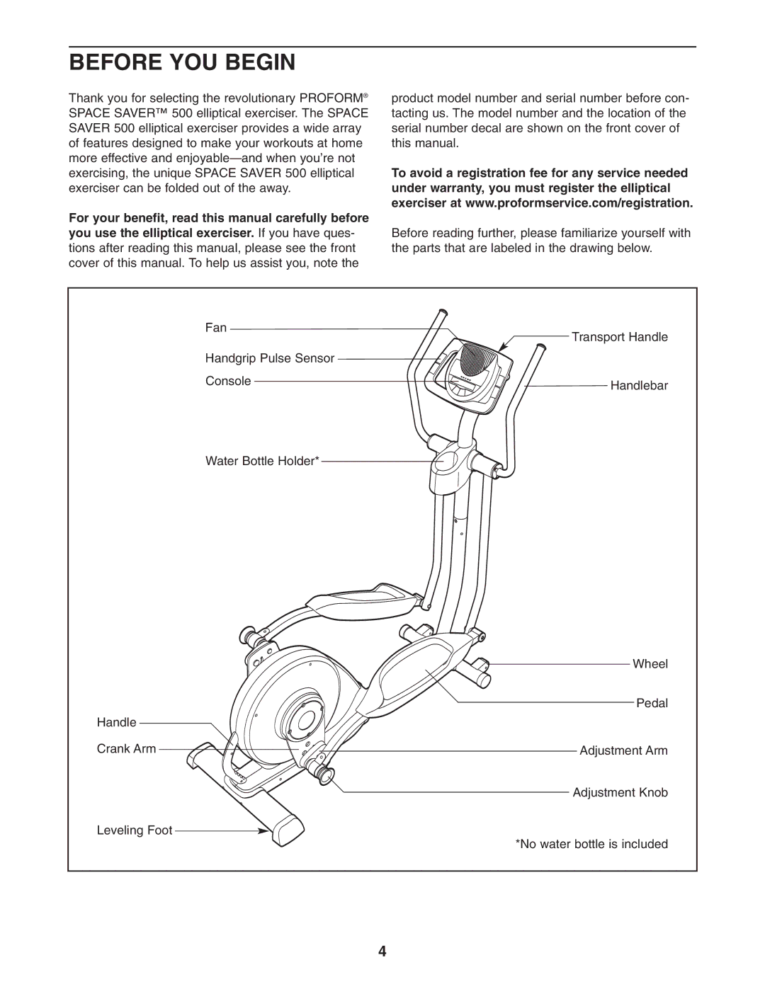 ProForm PFEL64907.0 user manual Before YOU Begin 