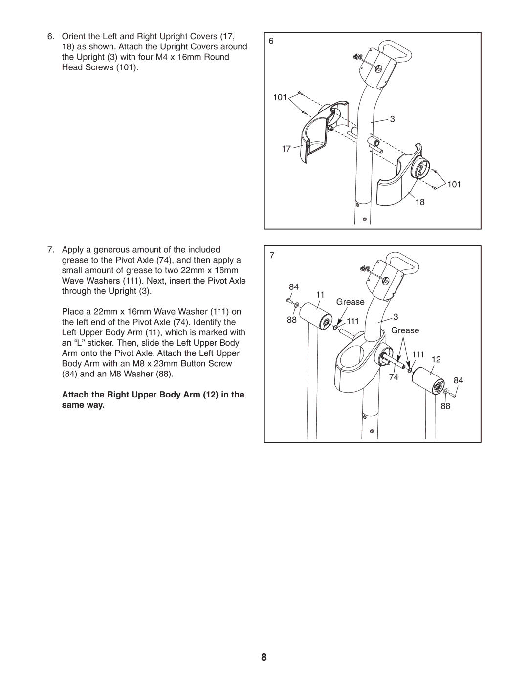 ProForm PFEL64907.0 user manual Attach the Right Upper Body Arm 12 in the same way 