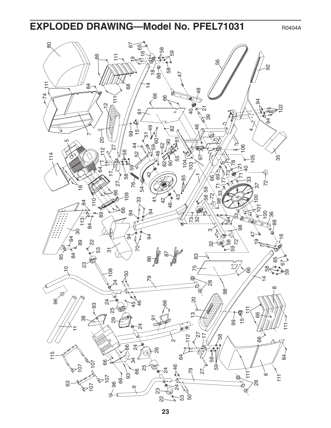 ProForm PFEL71031 user manual Drawing 