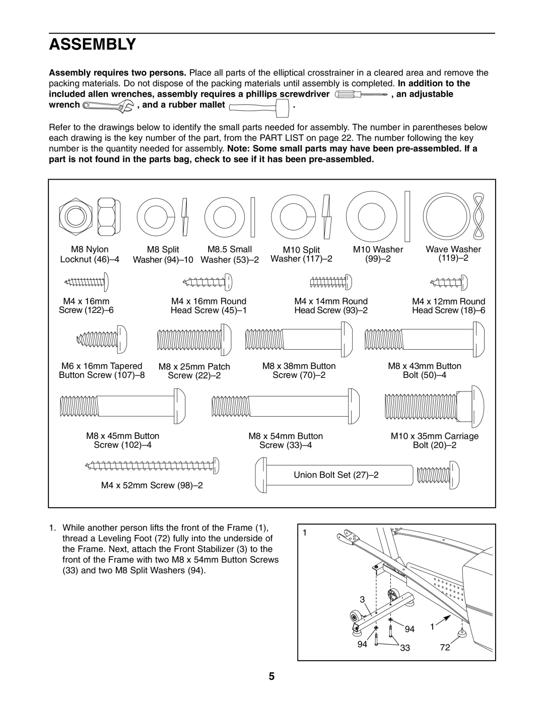 ProForm PFEL71032 user manual Assembly 