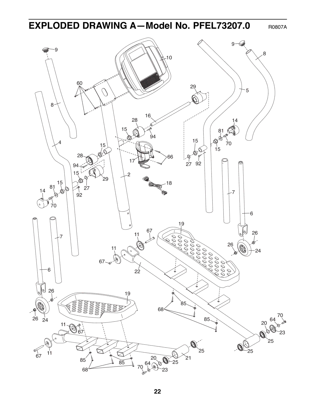 ProForm user manual Exploded Drawing A-Model No. PFEL73207.0 R0807A 