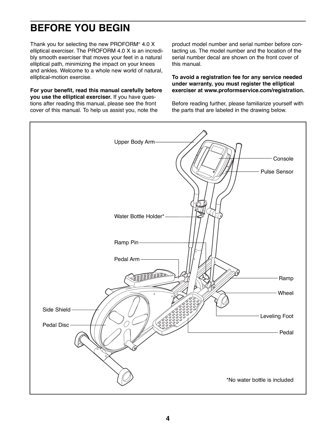 ProForm PFEL73207.0 user manual Before YOU Begin 