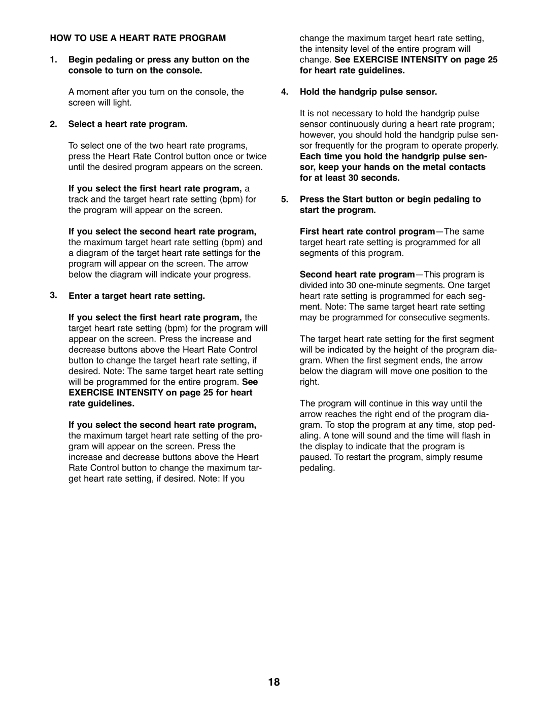 ProForm PFEL79907.1 HOW to USE a Heart Rate Program, Select a heart rate program, Hold the handgrip pulse sensor 