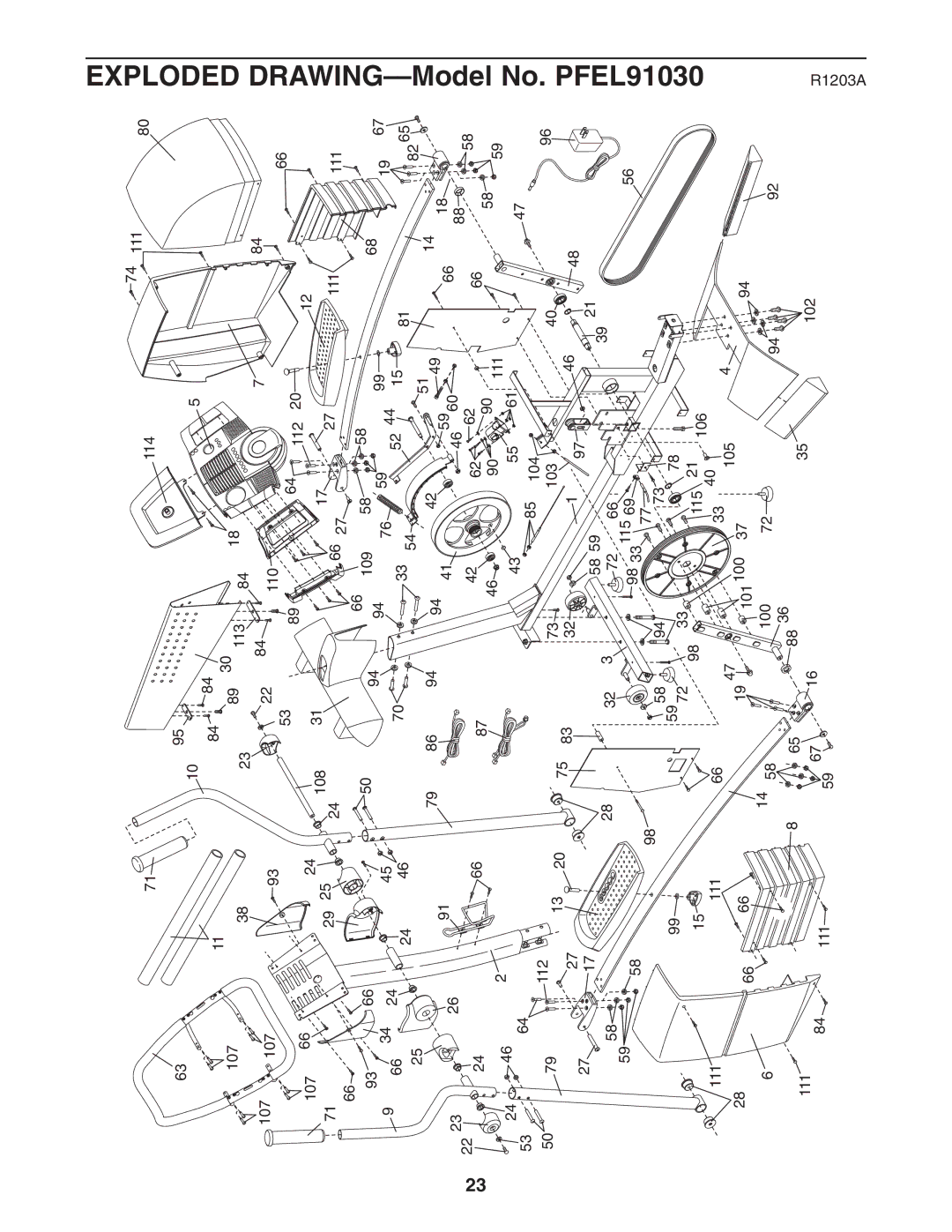 ProForm user manual Exploded DRAWING-Model No. PFEL91030 