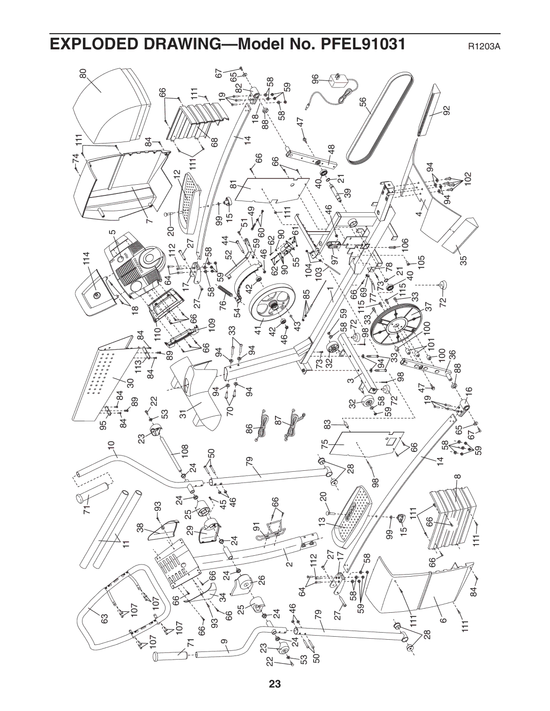 ProForm user manual Exploded DRAWING-Model No. PFEL91031 