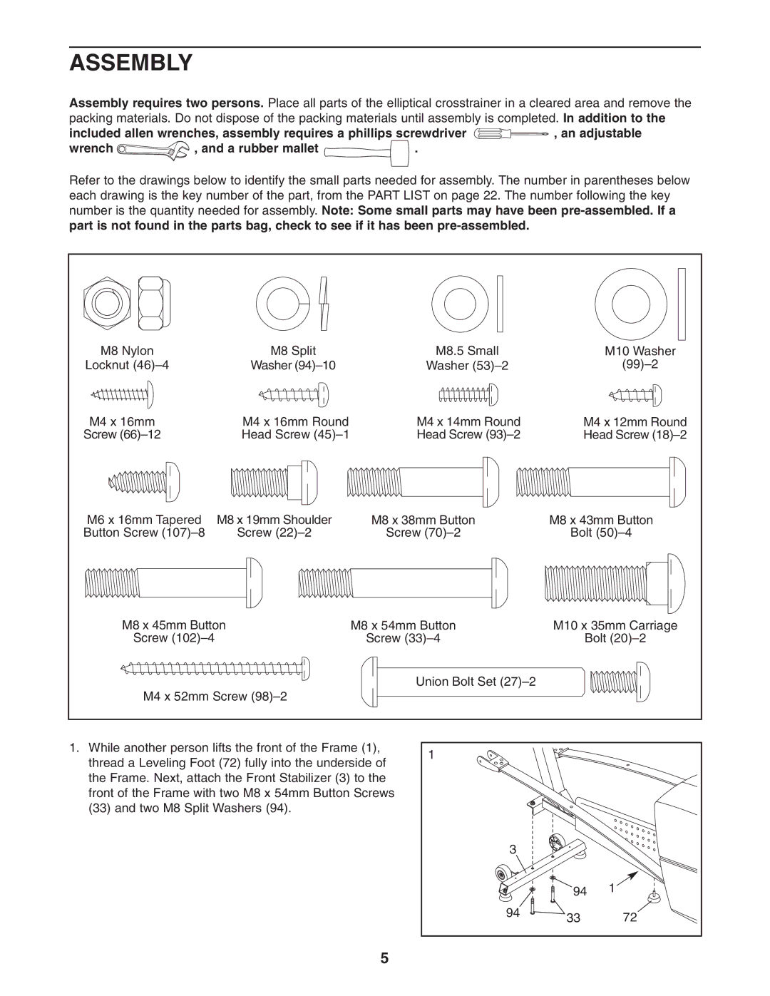 ProForm PFEL91031 user manual Assembly 