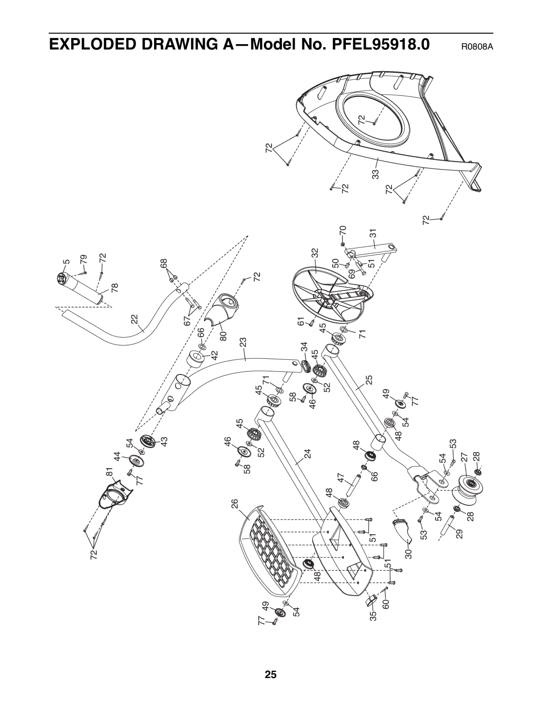 ProForm manual Exploded Drawing A-Model No. PFEL95918.0 R0808A 