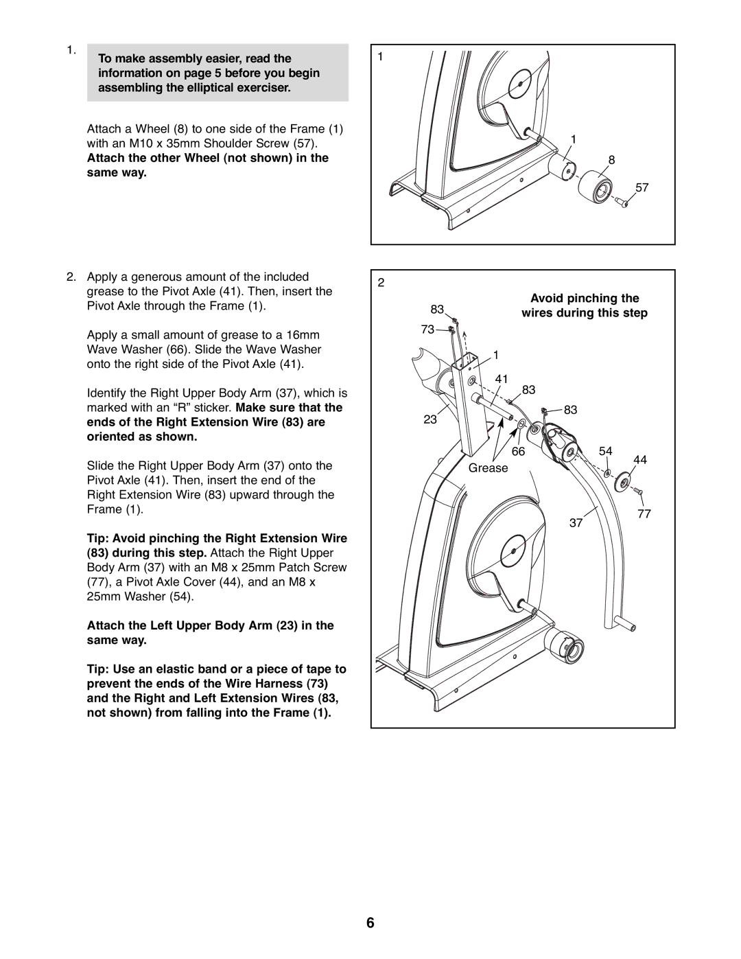 ProForm PFEL95918.0 manual Attach the other Wheel not shown in the same way 