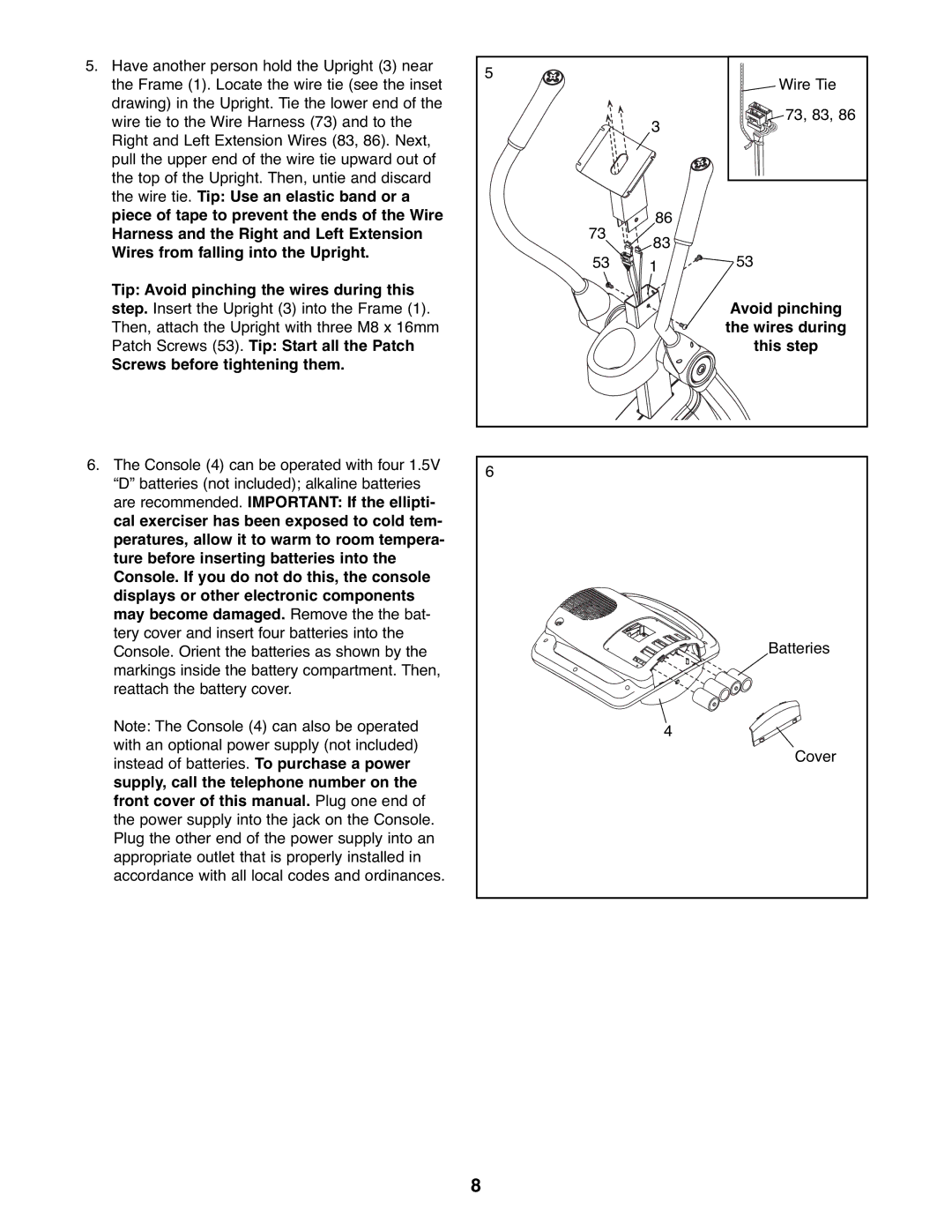 ProForm PFEL95918.0 manual Avoid pinching, Wires during, This step 