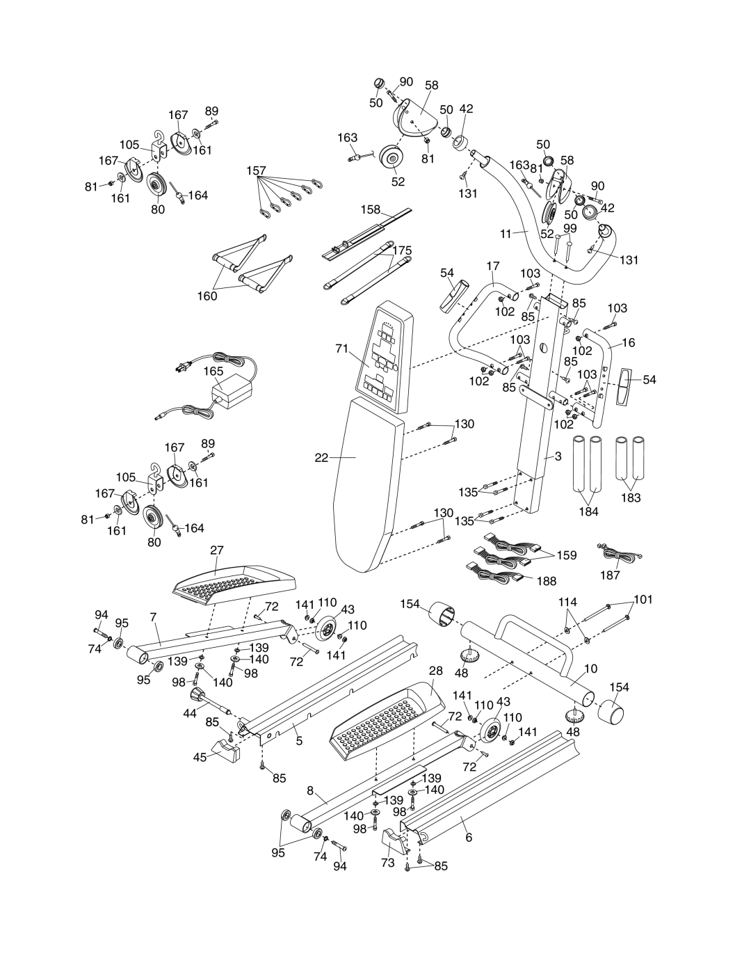 ProForm PFES80040 user manual 167 105 164 161 160 165 94 95 163 157 131 