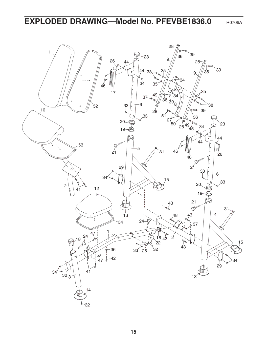 ProForm user manual Exploded DRAWING-Model No. PFEVBE1836.0 R0706A 